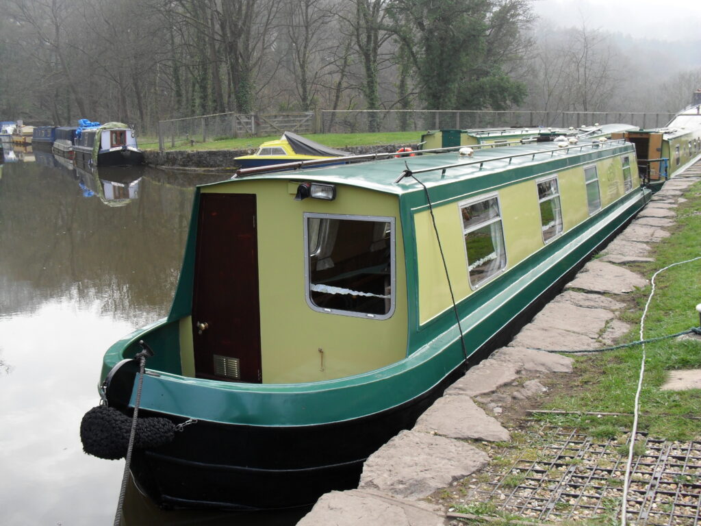 Our electric narrowboat Beaumaris Castle on the Monmouthshire and Brecon Canal